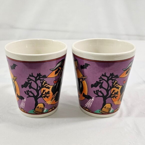 Witches Bats Spooky Halloween 10 Oz Ceramic Coffee Tea Mug Cups – Set of 2 - Picture 16 of 16